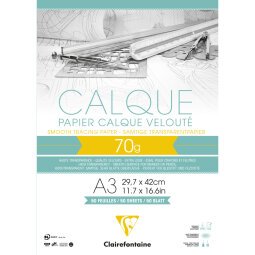 Papier Calque bloc collé 50F A3 70/75g