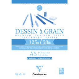 Dessin à Grain bloc collé 40F A5 125g