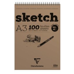 Sketch bloc spiralé 100F A3 90g - Blanc