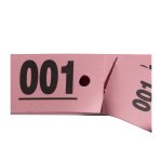 Carnet de 50 tickets vestiaires numérotés de 3 volets (dont 2 volets avec trous) - format 20 x 3 cm - rose