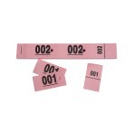 Carnet de 50 tickets vestiaires numérotés de 3 volets (dont 2 volets avec trous) - format 20 x 3 cm - rose