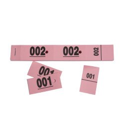 Carnet de 50 tickets vestiaires numérotés de 3 volets (dont 2 volets avec trous) - Format 20x3 cm - Rose