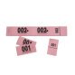 Carnet de 50 tickets vestiaires numérotés de 3 volets (dont 2 volets avec trous) - format 20 x 3 cm - rose
