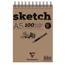 Sketch bloc spiralé 100F A5 90g - Blanc