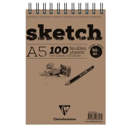 Sketch bloc spiralé 100F A5 90g - Blanc