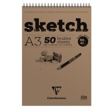 Sketch bloc spiralé 50F A3 90g - Blanc