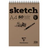 Sketch bloc spiralé 50F A4 90g - Blanc