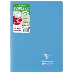 Cahier piqué Koverbook A4 96 pages grands carreaux couverture polypropylène opaque 100% recyclé