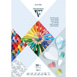 PAPIER BLANC, Bloc de 30 feuilles 90g/m2 au format 29,7x42cm - Blanc