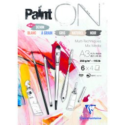 Paint'ON n°6 bloc collé 24F A3 250g assorti 6x4F - Assortiment