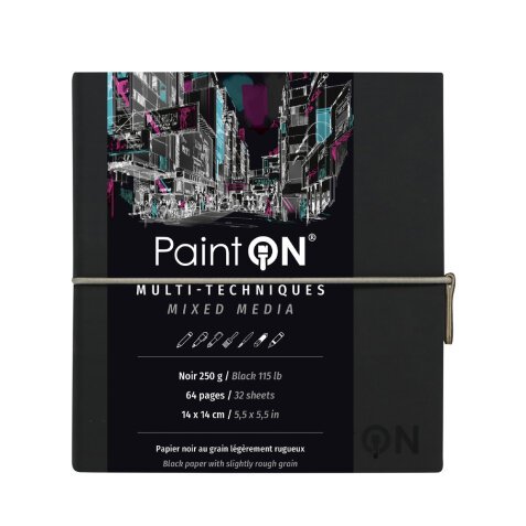 PaintON Noir carnet cousu 32F 14x14cm 250g - Noir