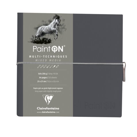 PaintON Gris carnet cousu 32F 19x19cm 250g - Gris