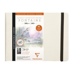 Fontaine Aquarelle carnet cousu 24F A5 300g grain satiné (cartes postales) - Blanc