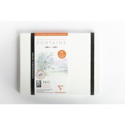 Fontaine Aquarelle carnet cousu 24F 21x16cm 300g grain satiné (papier buvard) - Blanc