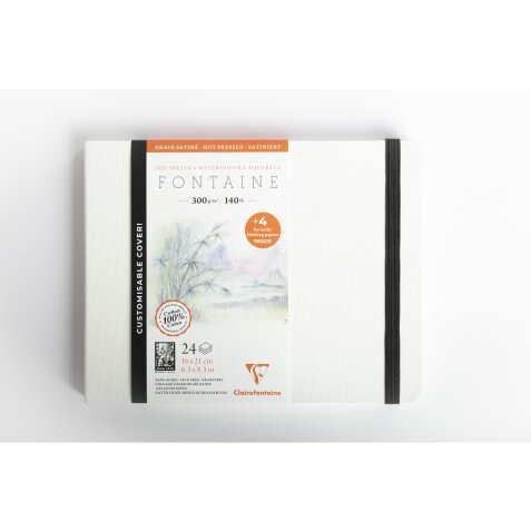 Fontaine Aquarelle carnet cousu 24F 21x16cm 300g grain satiné (papier buvard) - Blanc