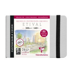 Etival Aquarelle carnet cousu 24F 10x15cm 300g grain fin (cartes de visite) - Gris