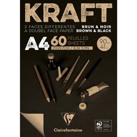 Kraft bi-face bloc collé 60F A4 90g