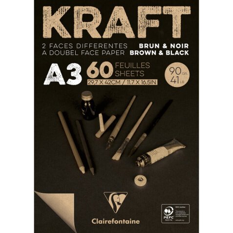 Kraft bi-face bloc collé 60F A3 90g