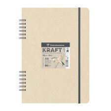 Kraft carnet double spirale 80F A4 115g