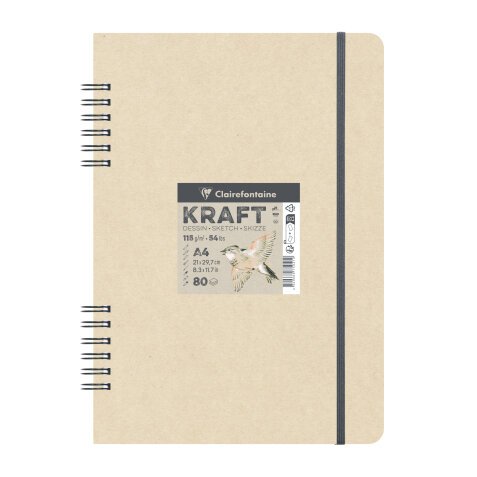 Kraft carnet double spirale 80F A4 115g