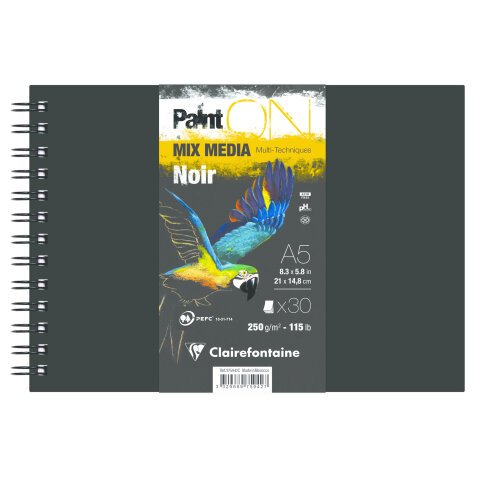 PaintON Noir carnet spiralé 30F A5 250g