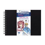 Manga Illustrations carnet spiralé 75 feuilles A5 100g couverture noire