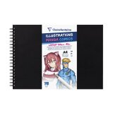 Manga Illustrations carnet spiralé 75 feuilles A4 100g couverture noire