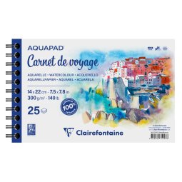 Aquapad Carnet de Voyage album spiralé 25F 14x22cm 300g