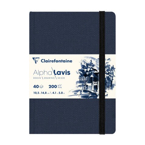 Alpha Lavis carnet cousu 40F A6 300g - Bleu