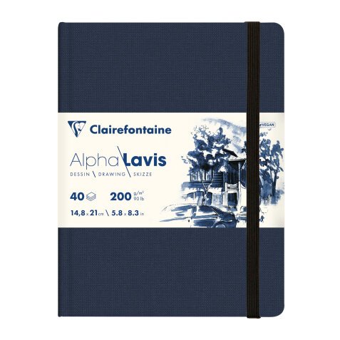 Alpha Lavis carnet cousu 40F A5 300g - Bleu