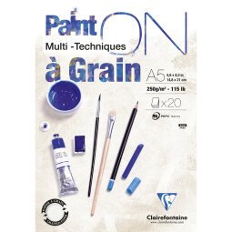 Paint'ON à grain bloc collé 20F A5 250g