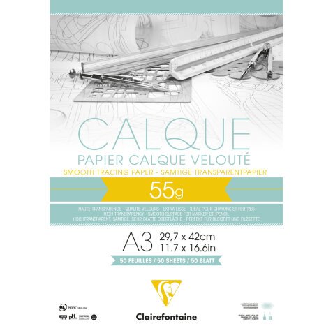 Papier Calque bloc collé 50F A3 55g