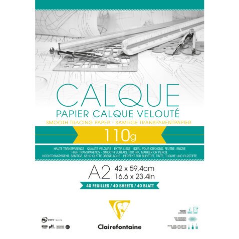 Papier Calque bloc collé 40F A2 110g