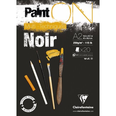 Paint'ON Noir bloc collé 20F A2 250g