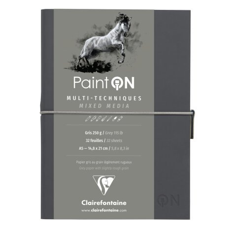 Paint'ON Gris carnet cousu 32F A5 250g - Gris