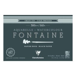 Fontaine Noir bloc collé 4 côtés 20F 10x15cm 300g grain fin