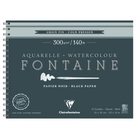 Fontaine Noir album spiralé 12F 24x30cm 300g grain fin