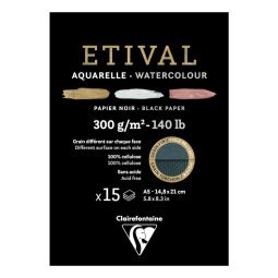 Etival Noir bloc collé 1 côté 15F A5 300g double grain