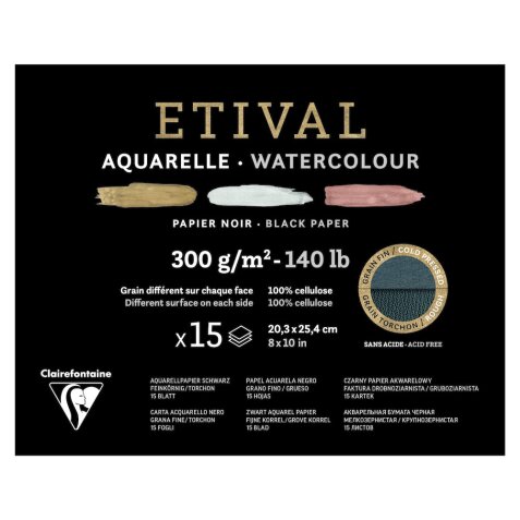 Etival Noir bloc collé 1 côté 15F 20,3x25,4cm 300g double grain