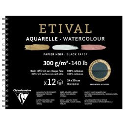 Etival Noir album spiralé 12F 24x30cm 300g double grain