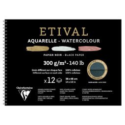 Etival Noir album spiralé 12F 36x48cm 300g double grain