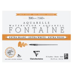 Fontaine Extra Blanc Grain Satiné bloc collé 4 côtés 15F 15x20cm 300g