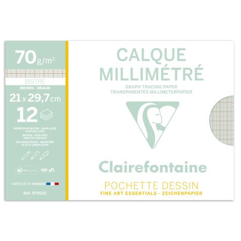 Papier Calque pochette 12F A4 70/75g millimétré