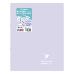 Cahier piqué Koverbook Blush 24x32cm 96 pages grands carreaux couverture polypropylène opaque bicolore - Lilas/Vert tilleul