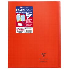 Cahier piqué Koverbook 24x32cm 96 pages petits carreaux + marge couverture polypropylène transparent - Rouge