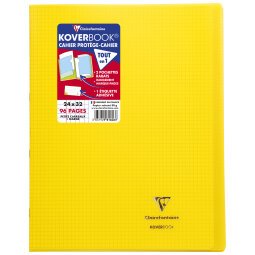 Cahier piqué Koverbook 24x32cm 96 pages petits carreaux couverture polypropylène transparent - Jaune