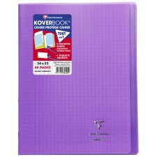 Cahier piqué Koverbook 24x32 cm 48 pages grands carreaux couverture polypropylène transparent - Violet