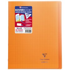 Cahier piqué Koverbook 24x32 cm 48 pages grands carreaux couverture polypropylène transparent - Orange