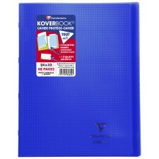 Cahier piqué Koverbook 24x32cm 48 pages petits carreaux + marge couverture polypropylène transparent - Bleu marine