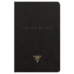 Flying Spirit Black carnet piqûre textile 9x14cm 96p ligné motifs assortis papier ivoire 90g - Noir